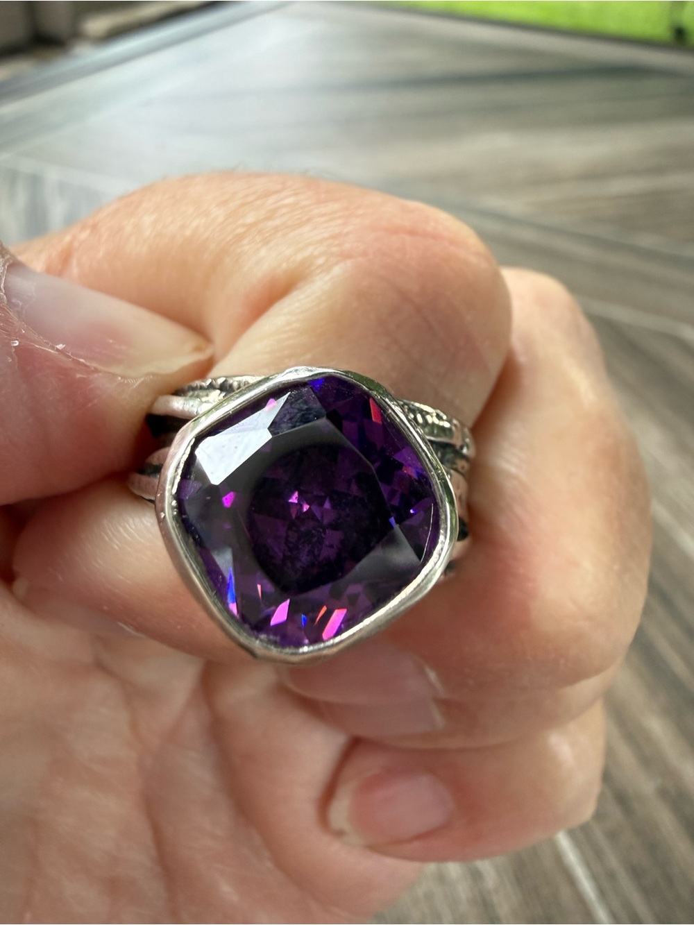 Silpada Gladiator Glam 925 Sterling Silver Ring Purple Amethyst size 9 - Picture 3 of 6